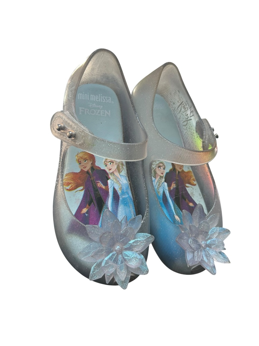 Mini Melissa Frozen Snowflake Jellies Shoes Glittery Toddler Sz 9 Disney